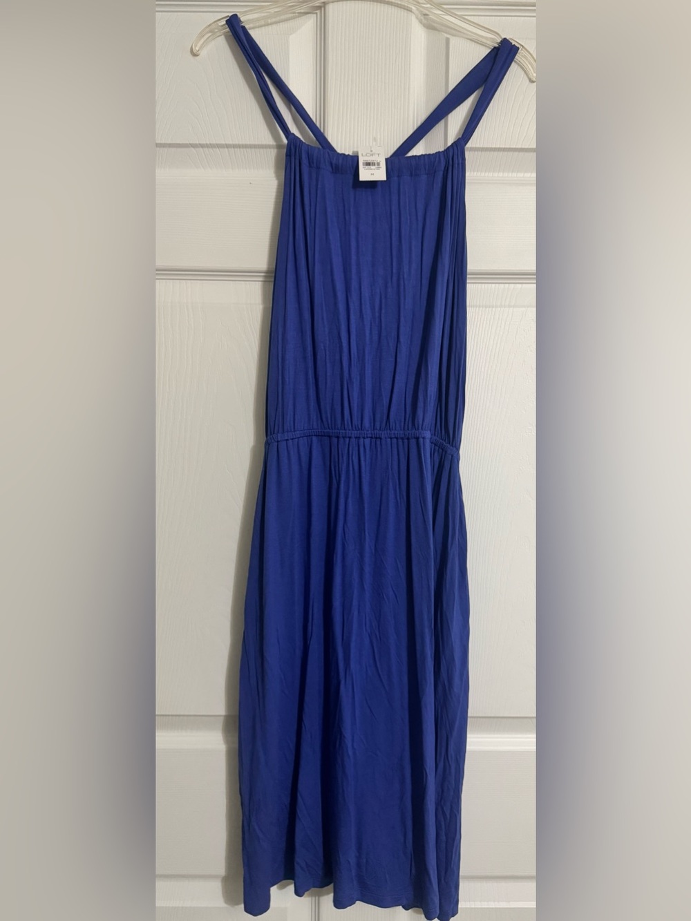 LOFT Blue Maxi Dress Size M NWT Adjustable Straps Elastic Waist